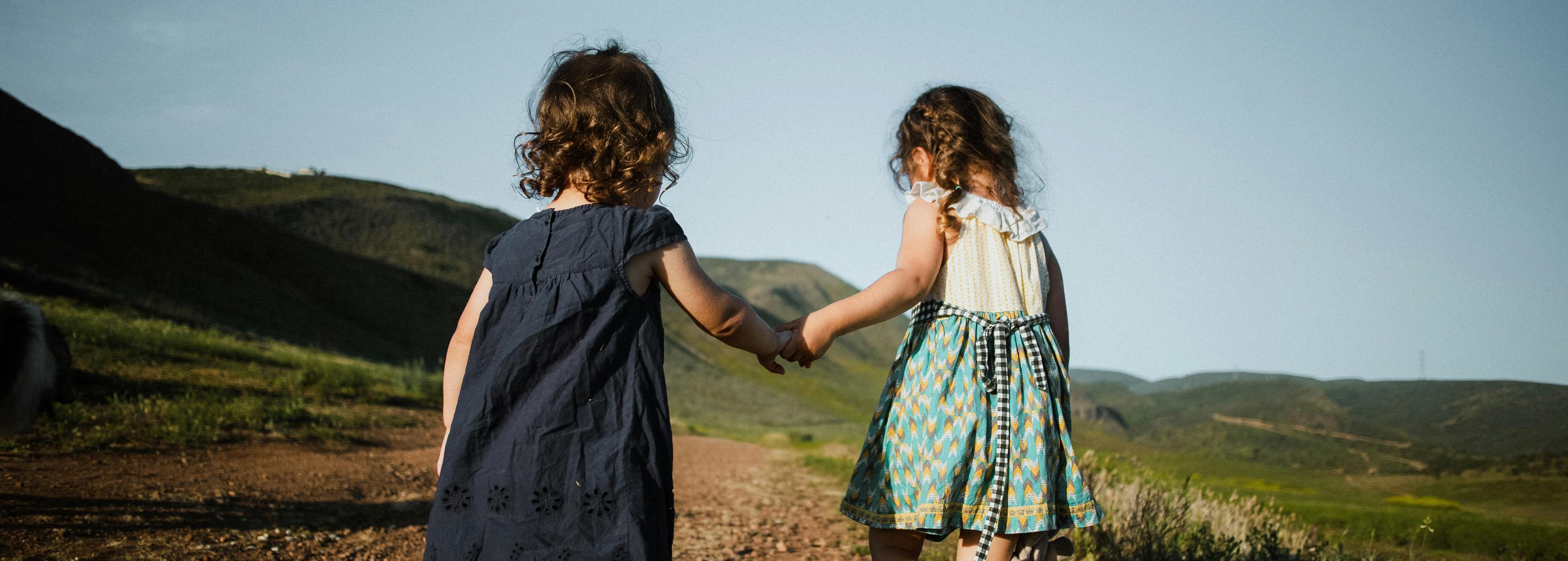Children walking in the countryside