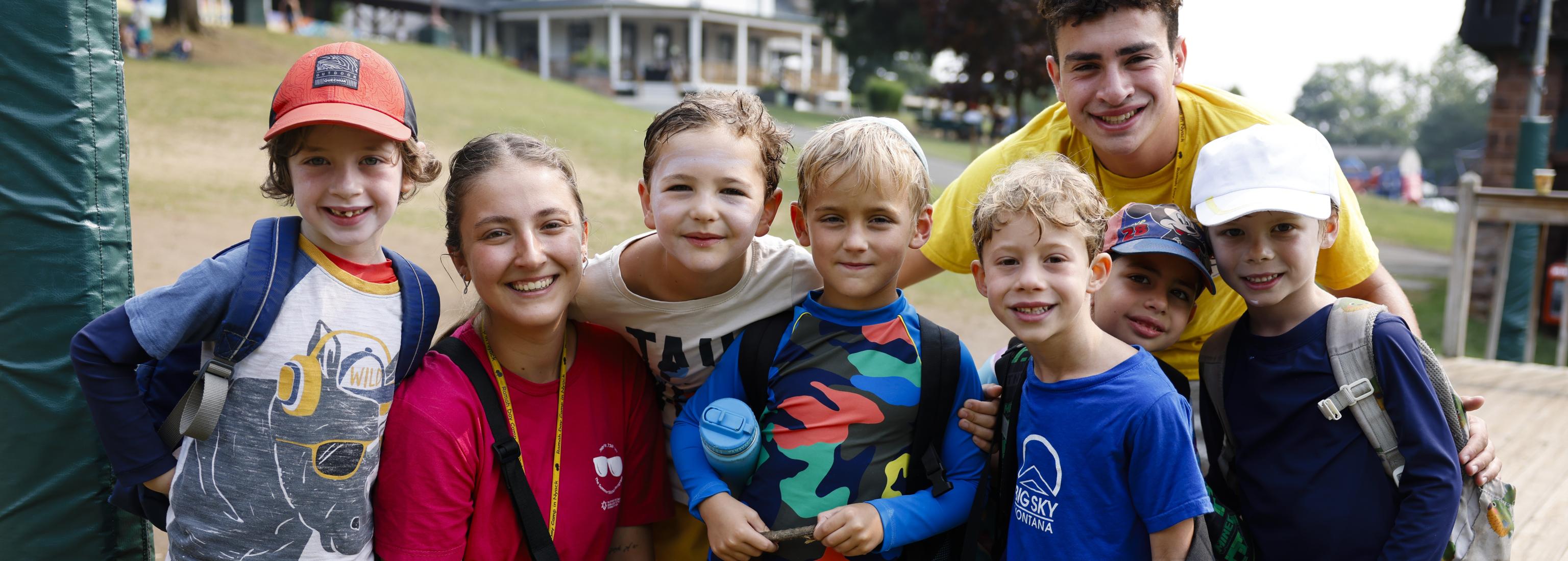 a group of campers with counselors