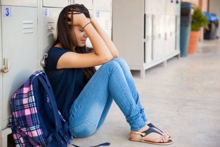 Teen Girl Stressed Out Hallway Thumbnail