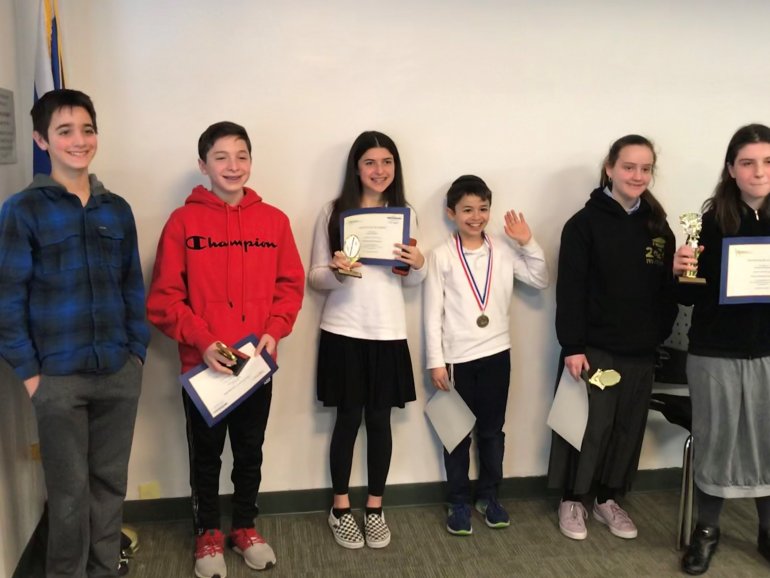 14 students from yeshiva day schools in New York City competed in The Jewish Education Project's annual Citywide Spelling Competition. 