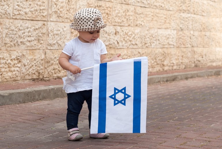 Young Girl with Israeli Flag Young Girl with Israeli Flag
