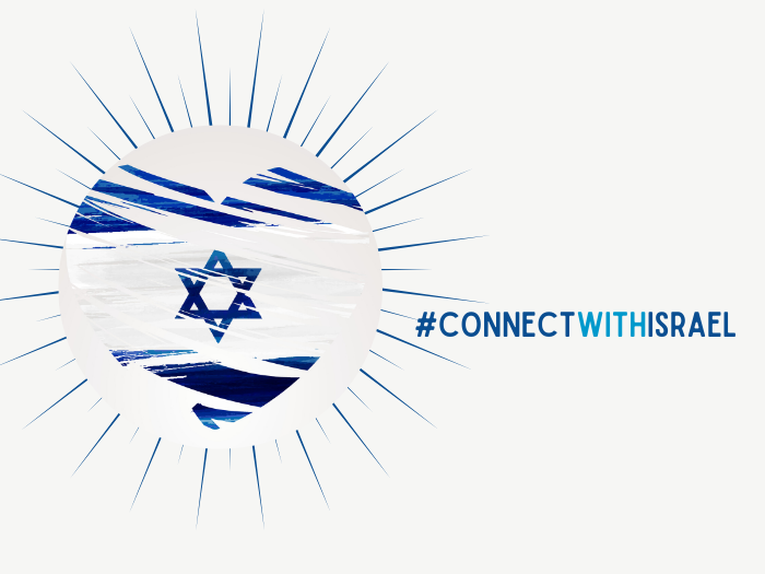 Yom Ha'Atzmaut Celebration #ConnectwithIsrael Web Picture Circle with a heart that contains the Israeli flag