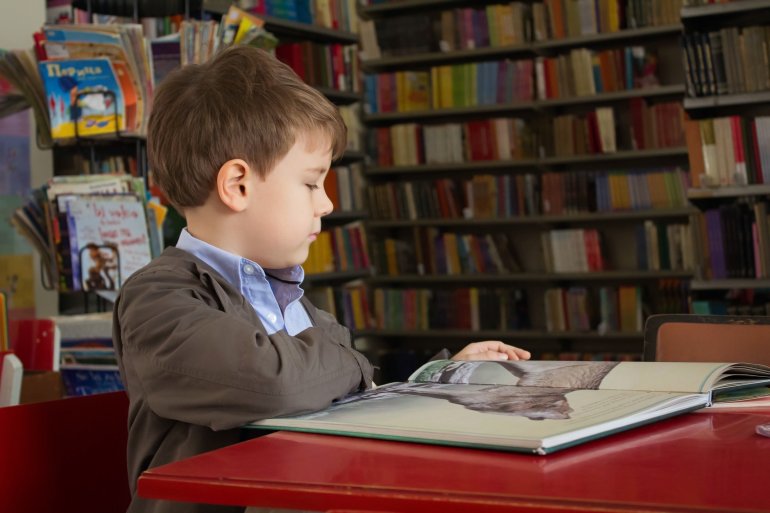 Boy reading a book 