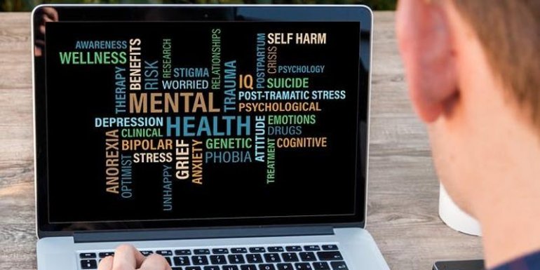 Youth Mental Health First Aid Image Fall 2019 Teenager looking at a computer screen