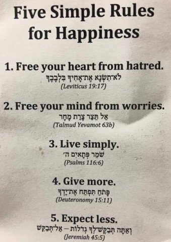 Five Simple Rules for Happiness...