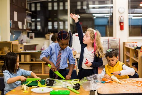 Students making chicken soup