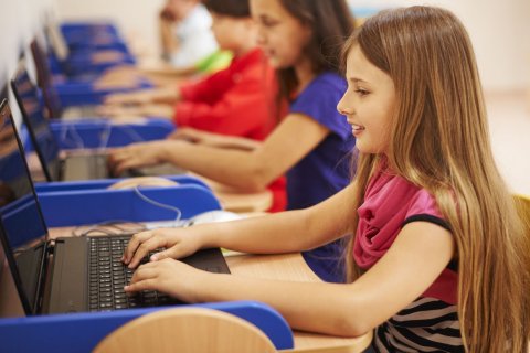 Student at computer