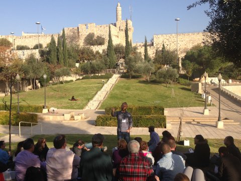 Participants outside the Old City