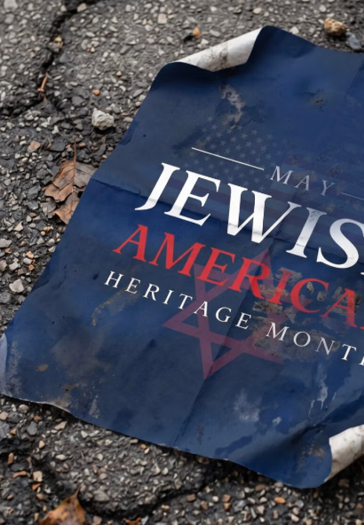 worn jewish american heritage month flyer on the ground