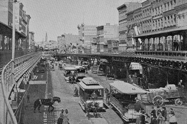 black and white photo of old new york